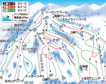 八方尾根スキー場ゲレンデマップ